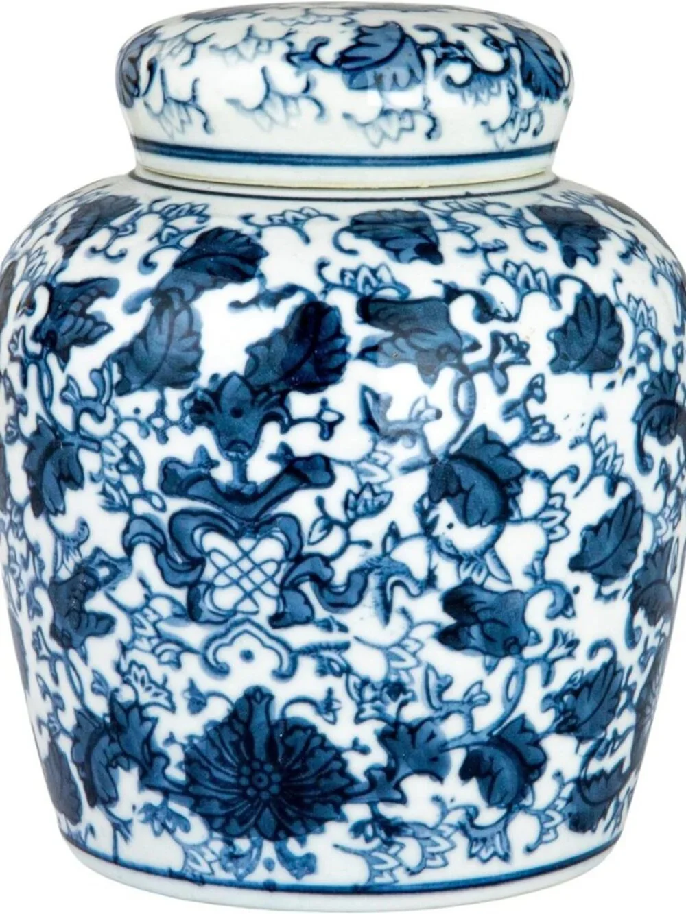 Chic Blue & White Ceramic Ginger Jar with Lid - Stylish Home Decor Accent